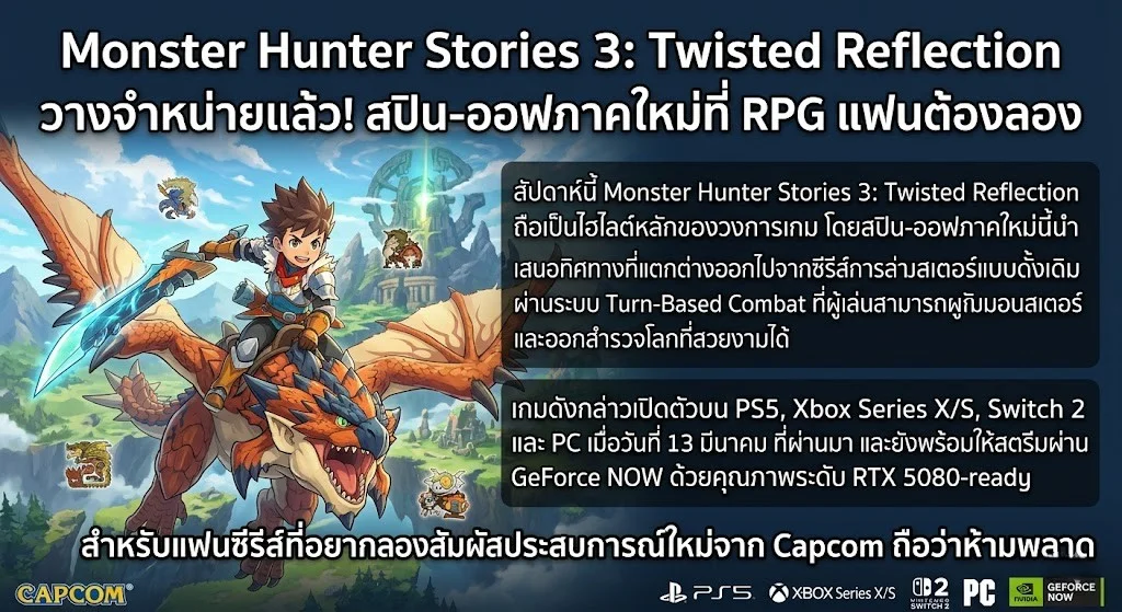 Monster Hunter Stories 3: Twisted Reflection วางจำหน่ายแล้ว! สปิน-ออฟภาคใหม่ที่ RPG แฟนต้องลอง